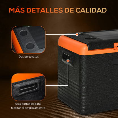 Portable Electric 40L Car Refrigerator 12V/24V up to -20℃ Mini Fridge with Compressor Touch LED Display for Home Camping Travel Car 58.7x36.5x43.8 cm Black