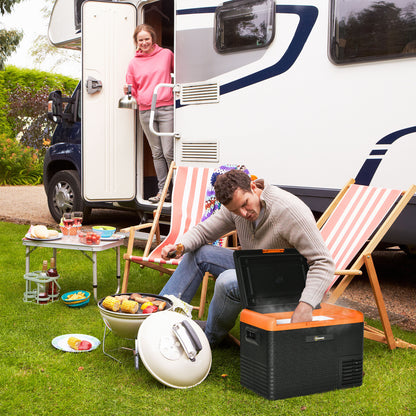Portable Electric 40L Car Refrigerator 12V/24V up to -20℃ Mini Fridge with Compressor Touch LED Display for Home Camping Travel Car 58.7x36.5x43.8 cm Black
