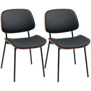 Set of 2 dining chairs, kitchen chairs, classic retro style, curved wood frame, for living room, bedroom, kitchen, black