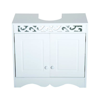 Bathroom Cabinet with 2 Doors and Shelves 60x30x56cm Modern White Wood Design