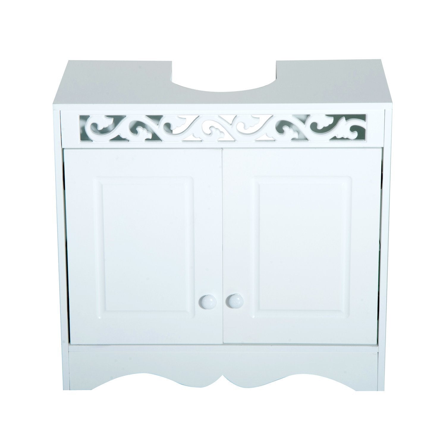 Bathroom Cabinet with 2 Doors and Shelves 60x30x56cm Modern White Wood Design