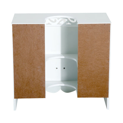 Bathroom Cabinet with 2 Doors and Shelves 60x30x56cm Modern White Wood Design