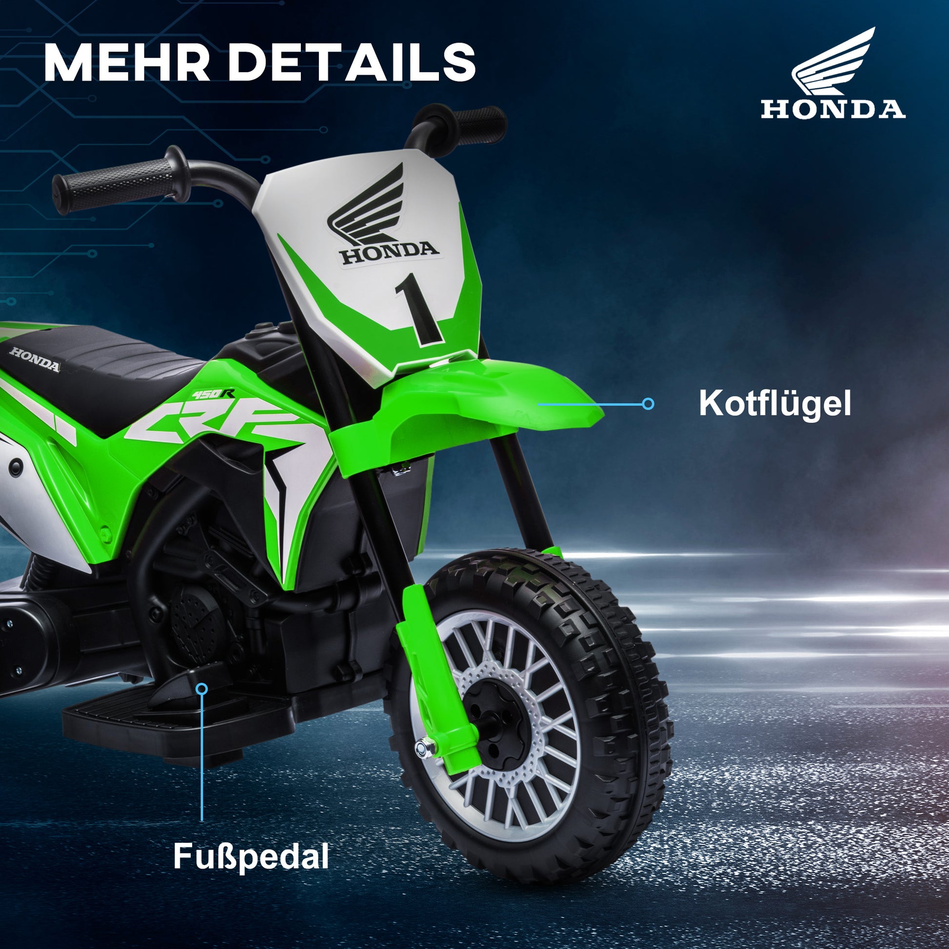 Kid's Electric Motorcycle Electric Motorcycle with Horn, Startup Music, Children's Electric Bike for Kids 1.5-3 Years Green