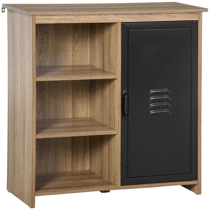 Industrial Sideboard - Storage Unit on legs with 3 niches Cupboard - in Wood and Black Metal Door