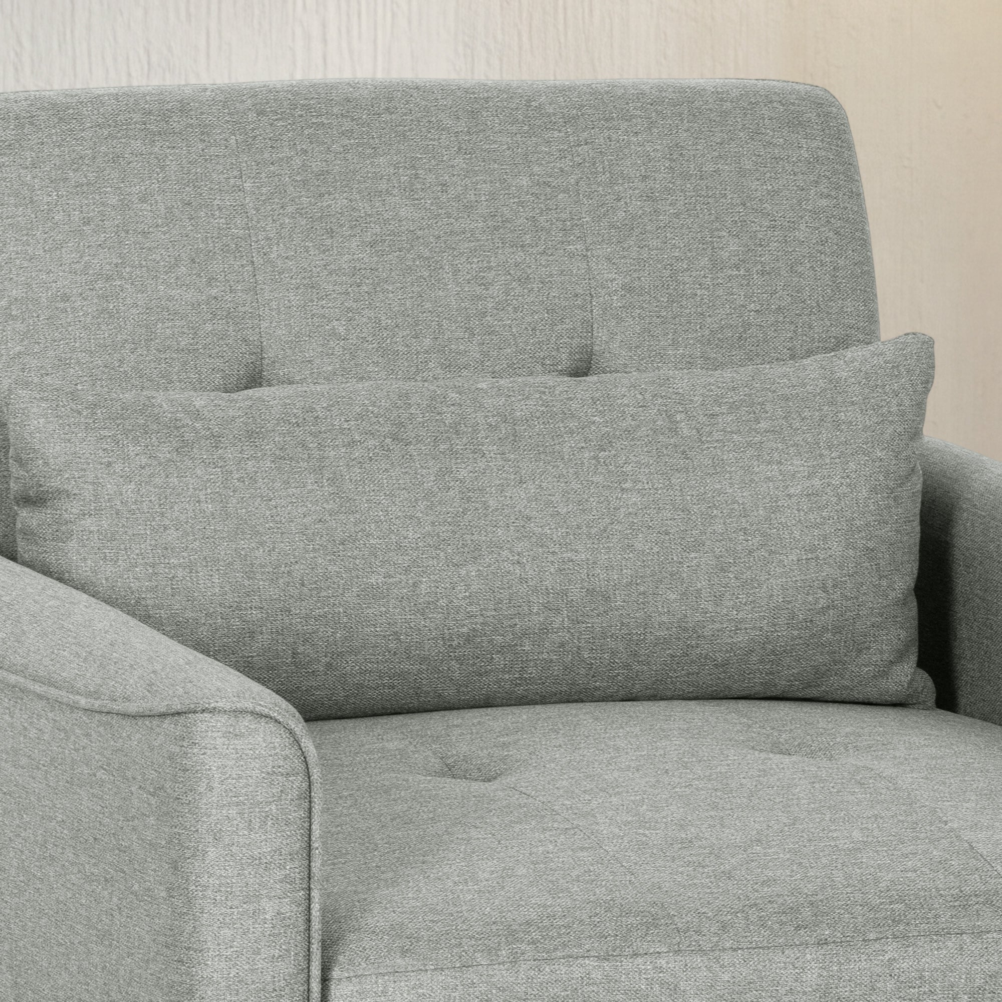 3-in-1 Convertible Sleeper Chair — Adjustable Backrest, Wide Seat, Lumbar Pillow, Linen-Look Sofa Bed, Gray