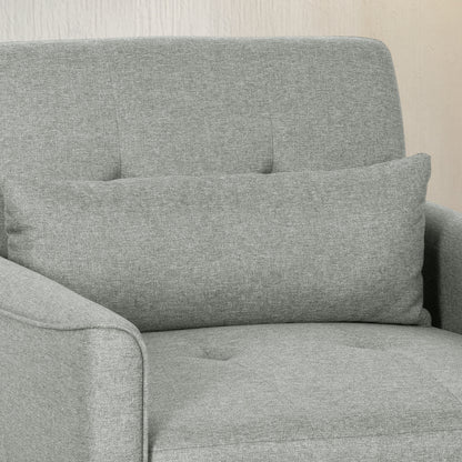 3-in-1 Convertible Sleeper Chair — Adjustable Backrest, Wide Seat, Lumbar Pillow, Linen-Look Sofa Bed, Gray