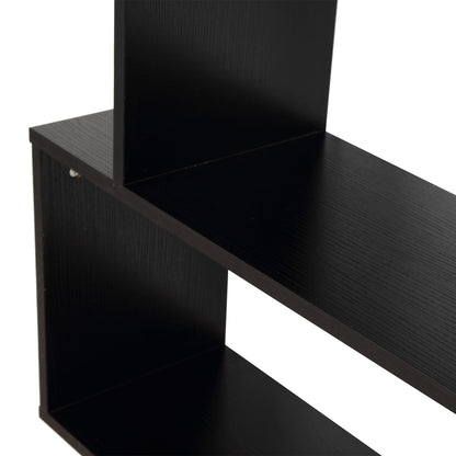 Bookshelf 6 Shelves S Shape Wood 80x24x191 cm Shelves Black