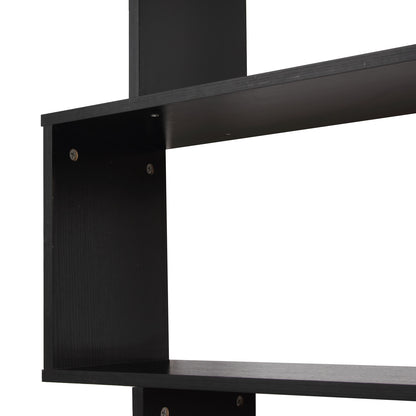 Bookshelf 6 Shelves S Shape Wood 80x24x191 cm Shelves Black