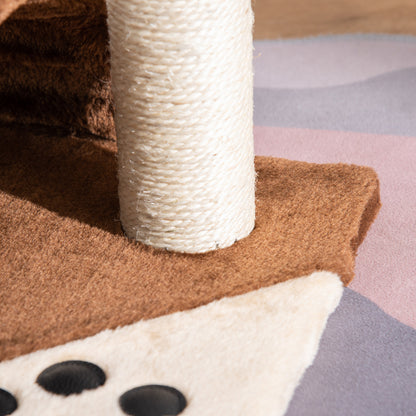 Small Cat Scratching Tree Height 46 cm 2-Level Cat Tree with Scratching Post Scratching Board Platforms and Hanging Ball Toy 35.5x37x46 cm Brown