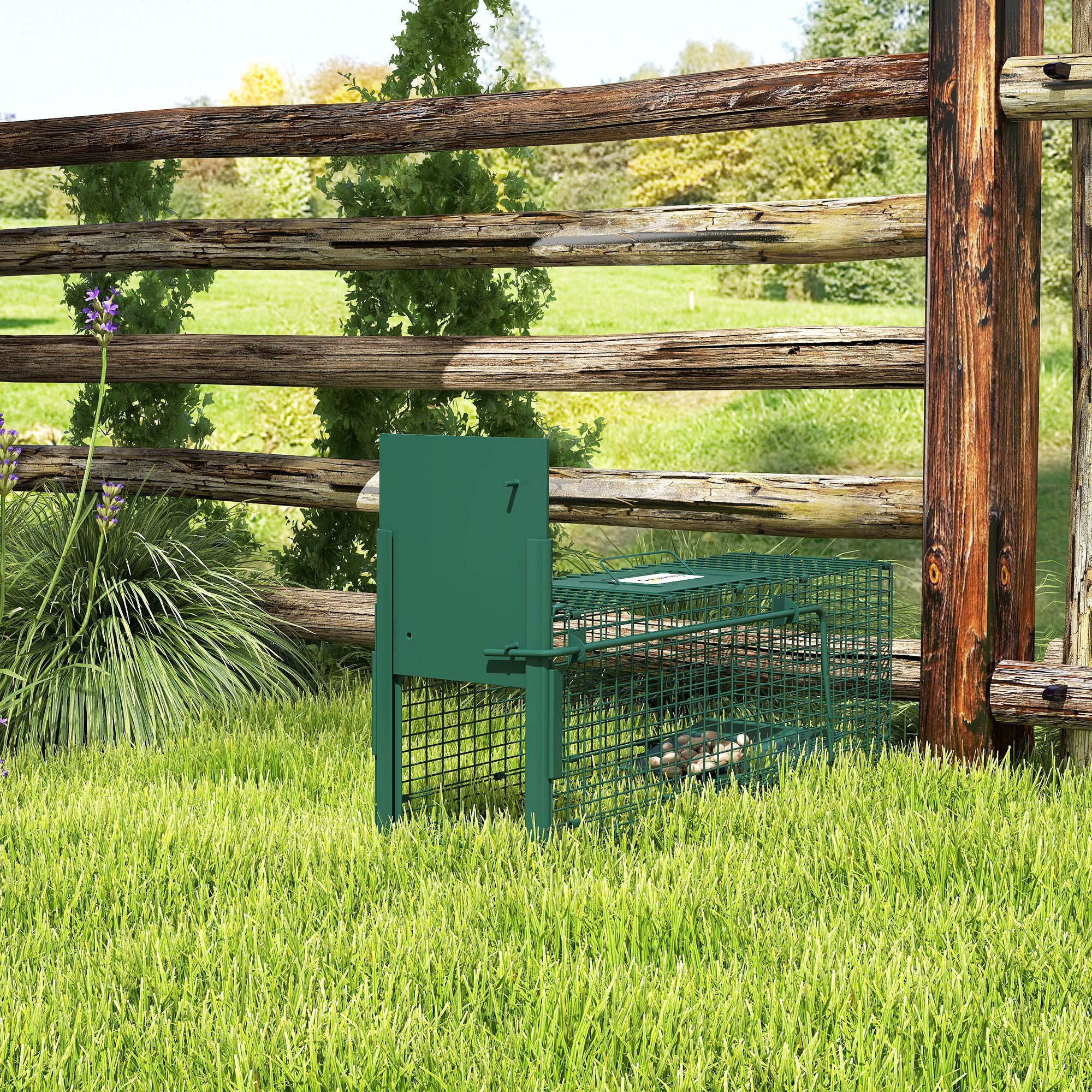 Live Animal Trap with Metal Capture Door Cage with Handle for Rabbits Small Minks 60x18x20 cm Dark Green