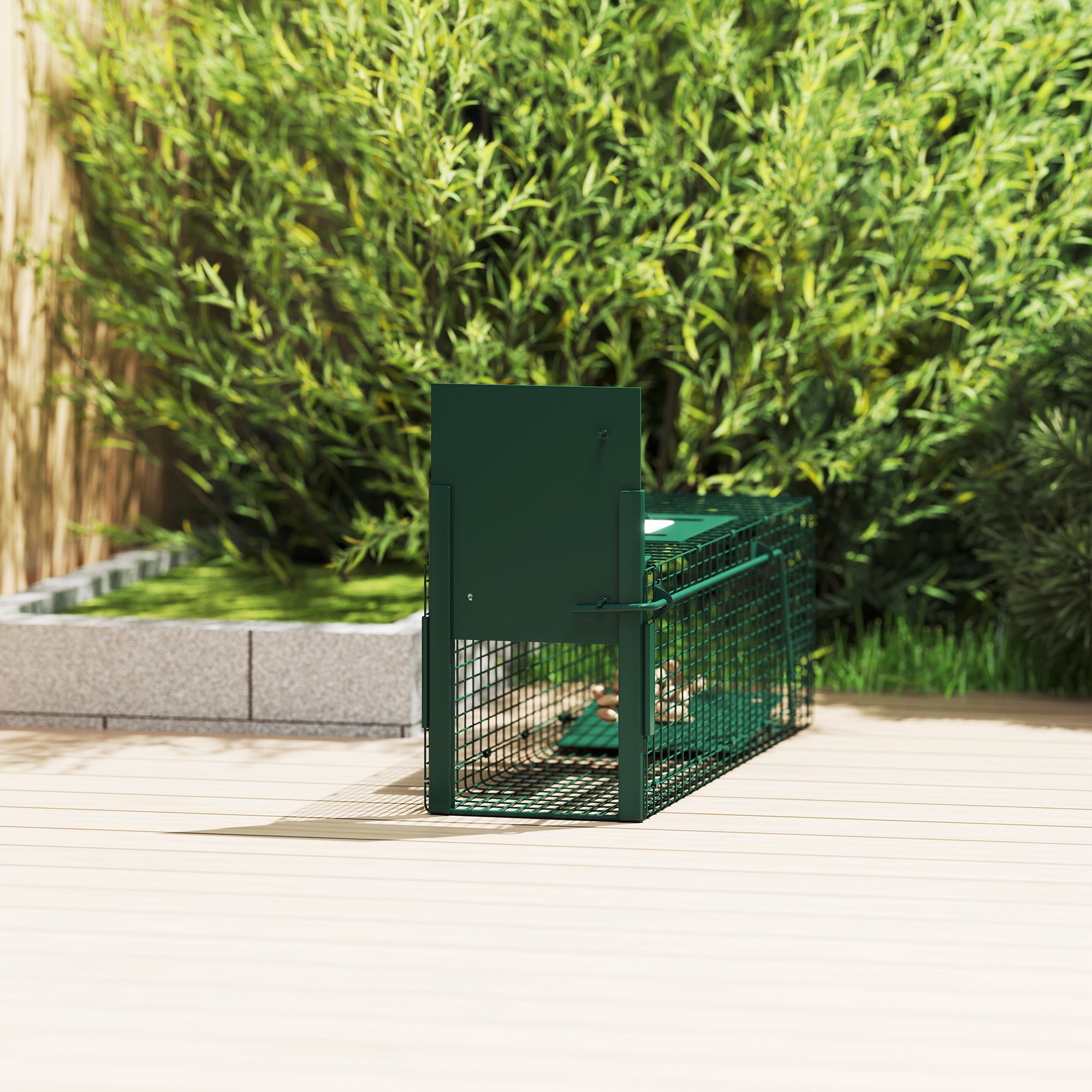 Live Animal Trap with Metal Capture Door Cage with Handle for Rabbits Small Minks 60x18x20 cm Dark Green