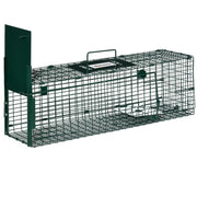 Live Animal Trap with Metal Capture Door Cage with Handle for Rabbits Small Minks 60x18x20 cm Dark Green
