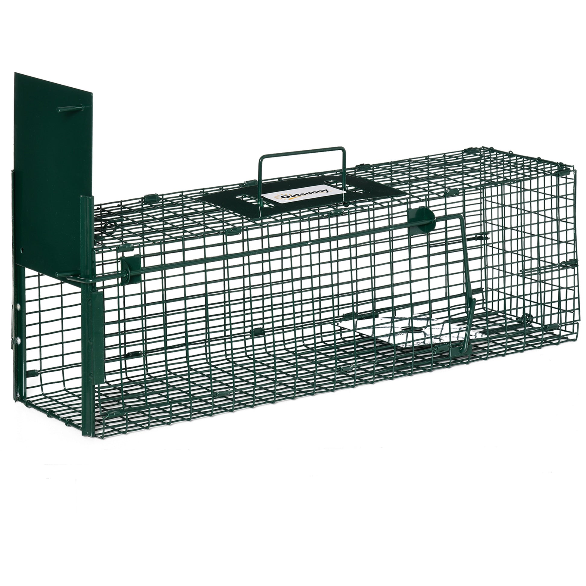 Live Animal Trap with Metal Capture Door Cage with Handle for Rabbits Small Minks 60x18x20 cm Dark Green
