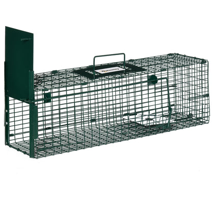 Live Animal Trap with Metal Capture Door Cage with Handle for Rabbits Small Minks 60x18x20 cm Dark Green