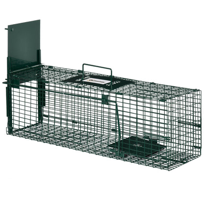 Live Animal Trap with Metal Capture Door Cage with Handle for Rabbits Small Minks 60x18x20 cm Dark Green