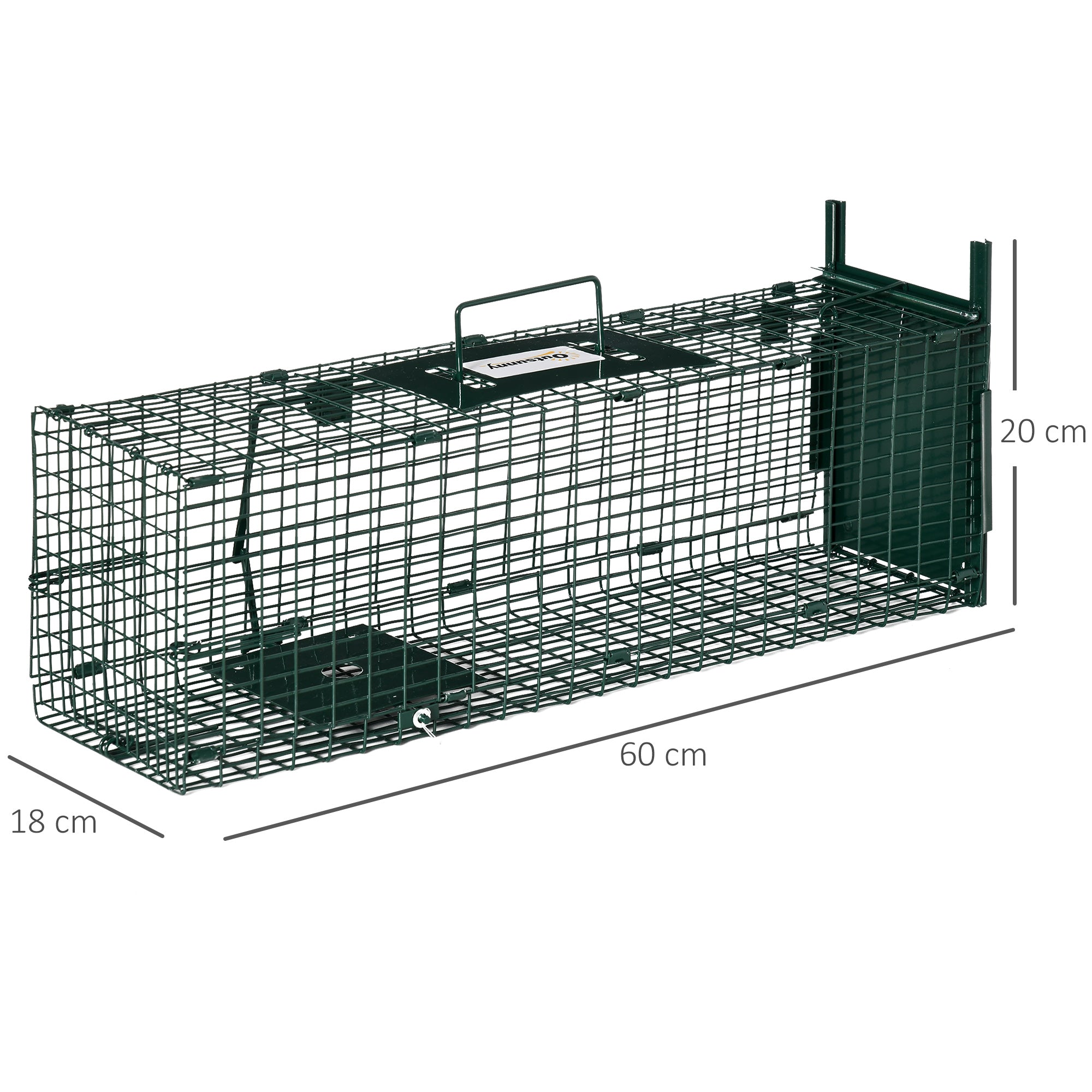 Live Animal Trap with Metal Capture Door Cage with Handle for Rabbits Small Minks 60x18x20 cm Dark Green