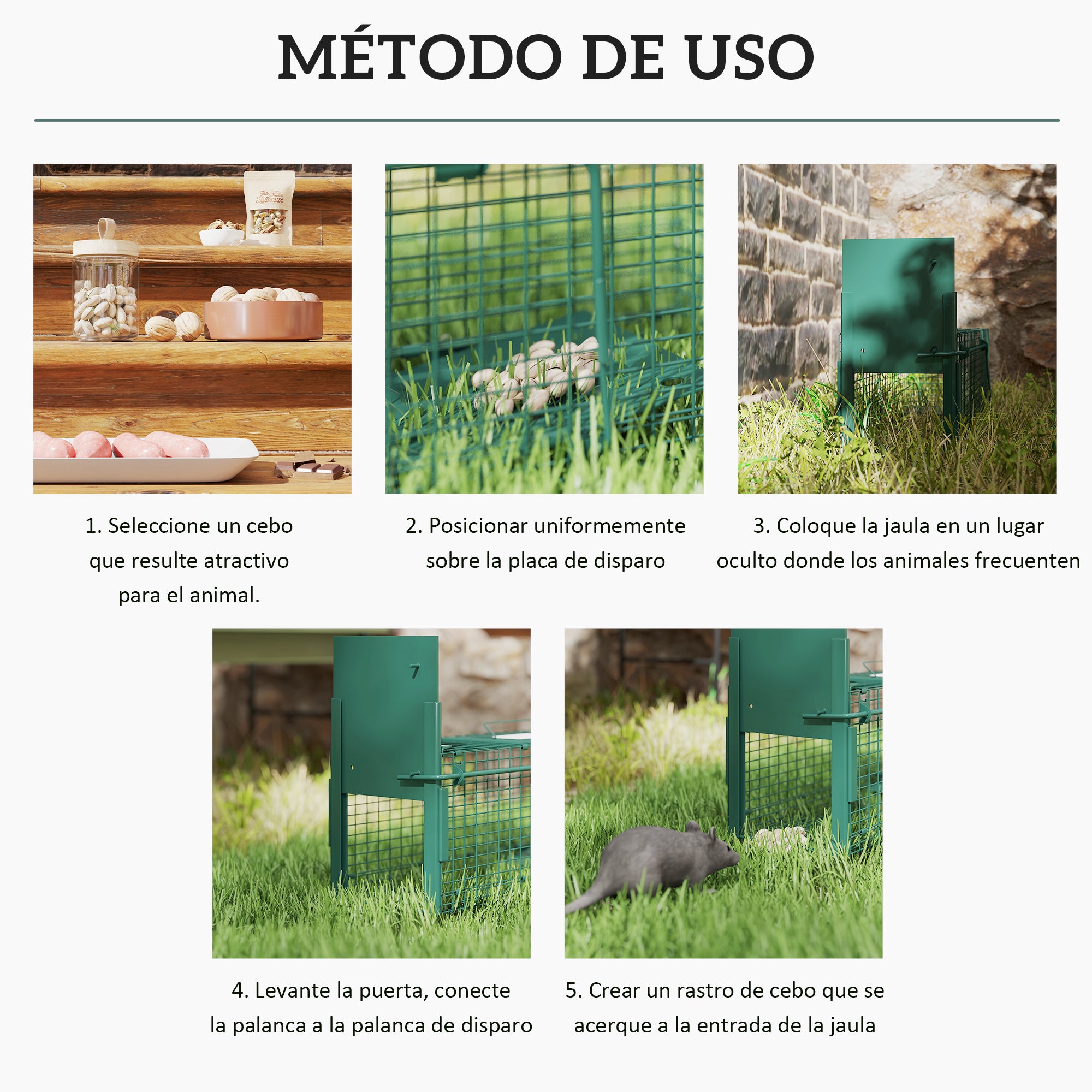 Live Animal Trap with Metal Capture Door Cage with Handle for Rabbits Small Minks 60x18x20 cm Dark Green