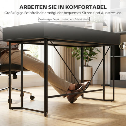 Computer Desk with 2 Drawers, Modern Design Metal Frame for Home Office & Bedroom — 47.2 x 23.6 x 30.3 in, Black