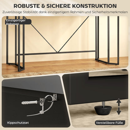 Computer Desk with 2 Drawers, Modern Design Metal Frame for Home Office & Bedroom — 47.2 x 23.6 x 30.3 in, Black