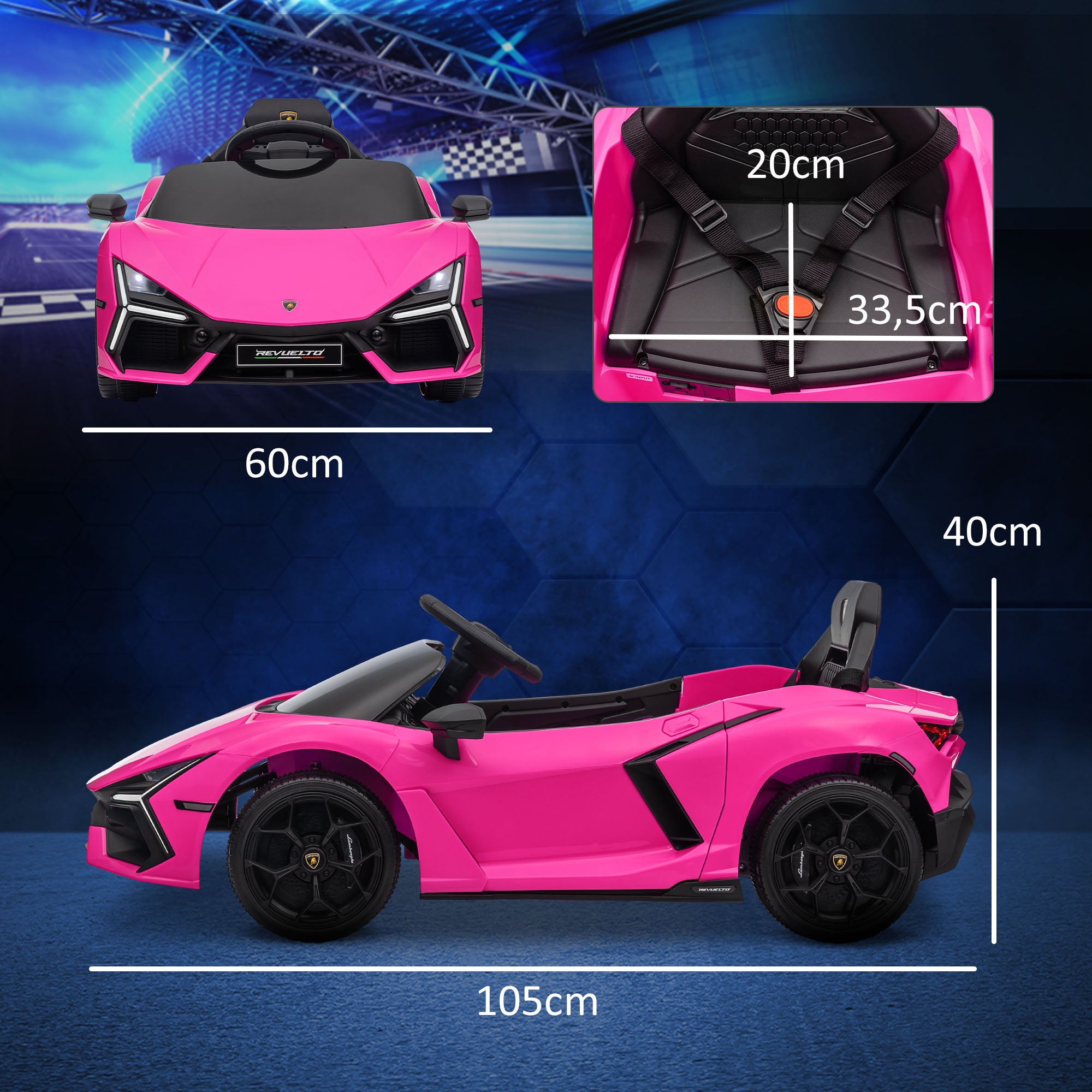 Children's Electric Car 12V Kid's Car with 2.4G Remote Control, Electric Vehicle with LED Light, USB/MP3 Connection, Scissor Doors, Sprung Wheels, 3-5 km/h, for Children 3-5 Years Old, Pink