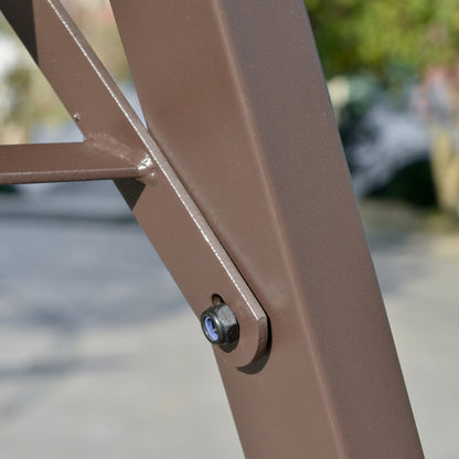 2-Seater Garden Swing with Adjustable Canopy, Metal Frame, Polyester Seat and Breathable Mesh, 147x125x170cm, Brown