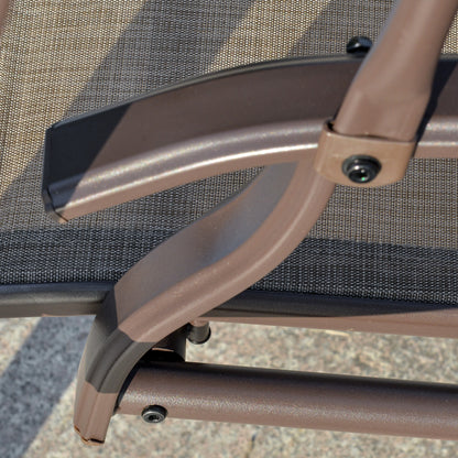 2-Seater Garden Swing with Adjustable Canopy, Metal Frame, Polyester Seat and Breathable Mesh, 147x125x170cm, Brown