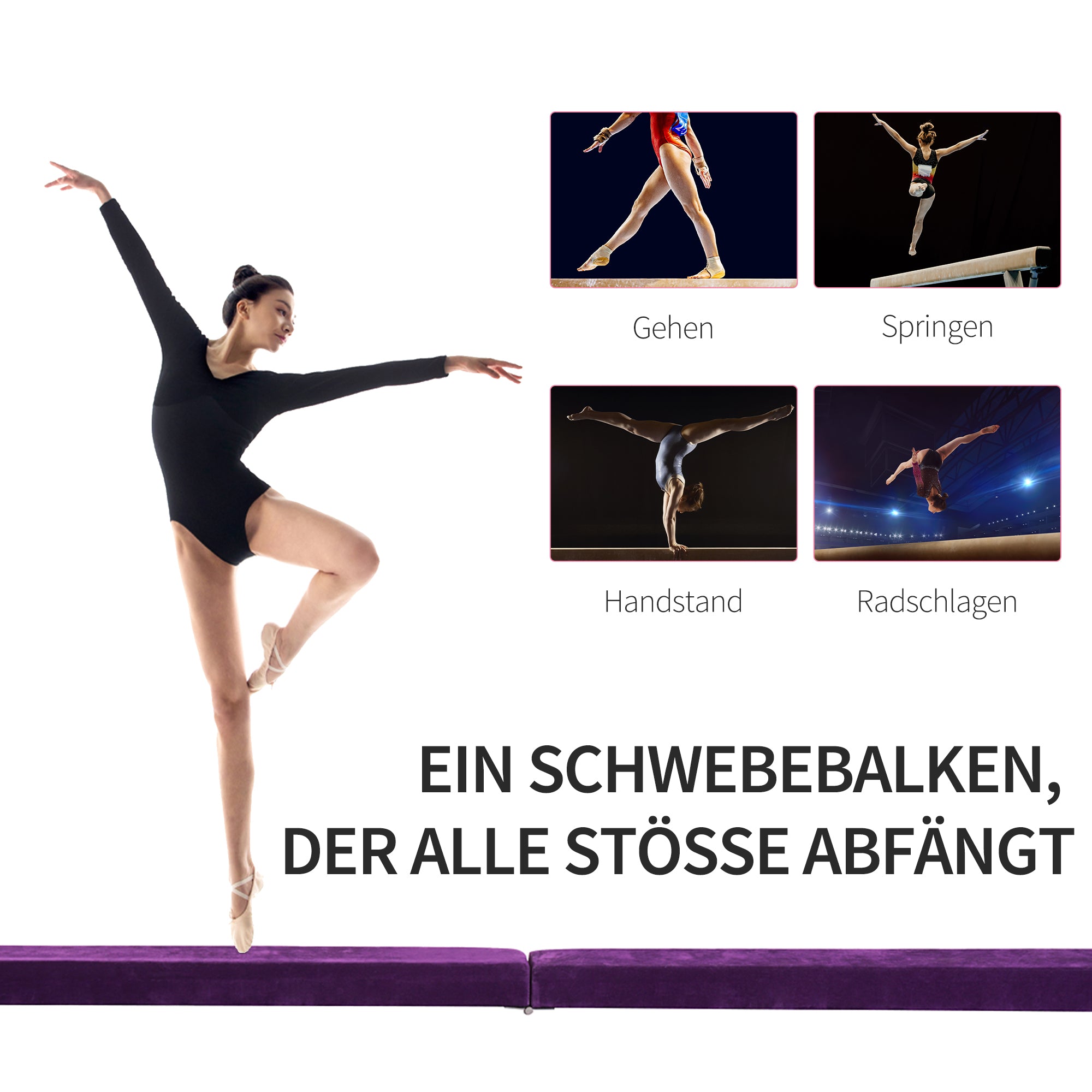 Balance Beam 210cm Foldable Gymnastics Balance Beam for Kids and Adults Beam Gymnastics, Training Equipment Balancing Beam for Home Fitness Training Gymnastics, Purple