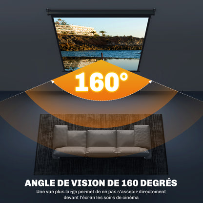 85-inch Projection Screen, Projector Screen, Home Cinema, 1:1 4K HD, Wall or Ceiling Mount, 162.5 x 8 x 162 cm, Black