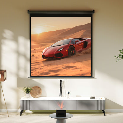 85-inch Projection Screen, Projector Screen, Home Cinema, 1:1 4K HD, Wall or Ceiling Mount, 162.5 x 8 x 162 cm, Black