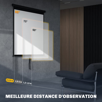 85-inch Projection Screen, Projector Screen, Home Cinema, 1:1 4K HD, Wall or Ceiling Mount, 162.5 x 8 x 162 cm, Black