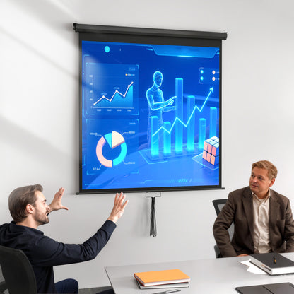 85-inch Projection Screen, Projector Screen, Home Cinema, 1:1 4K HD, Wall or Ceiling Mount, 162.5 x 8 x 162 cm, Black