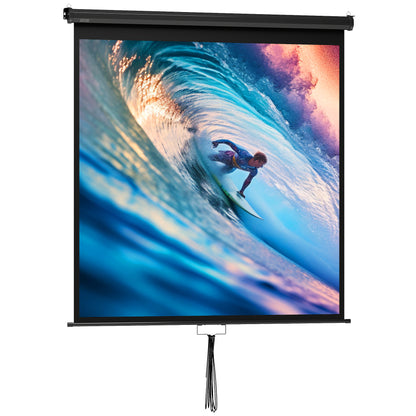 85-inch Projection Screen, Projector Screen, Home Cinema, 1:1 4K HD, Wall or Ceiling Mount, 162.5 x 8 x 162 cm, Black
