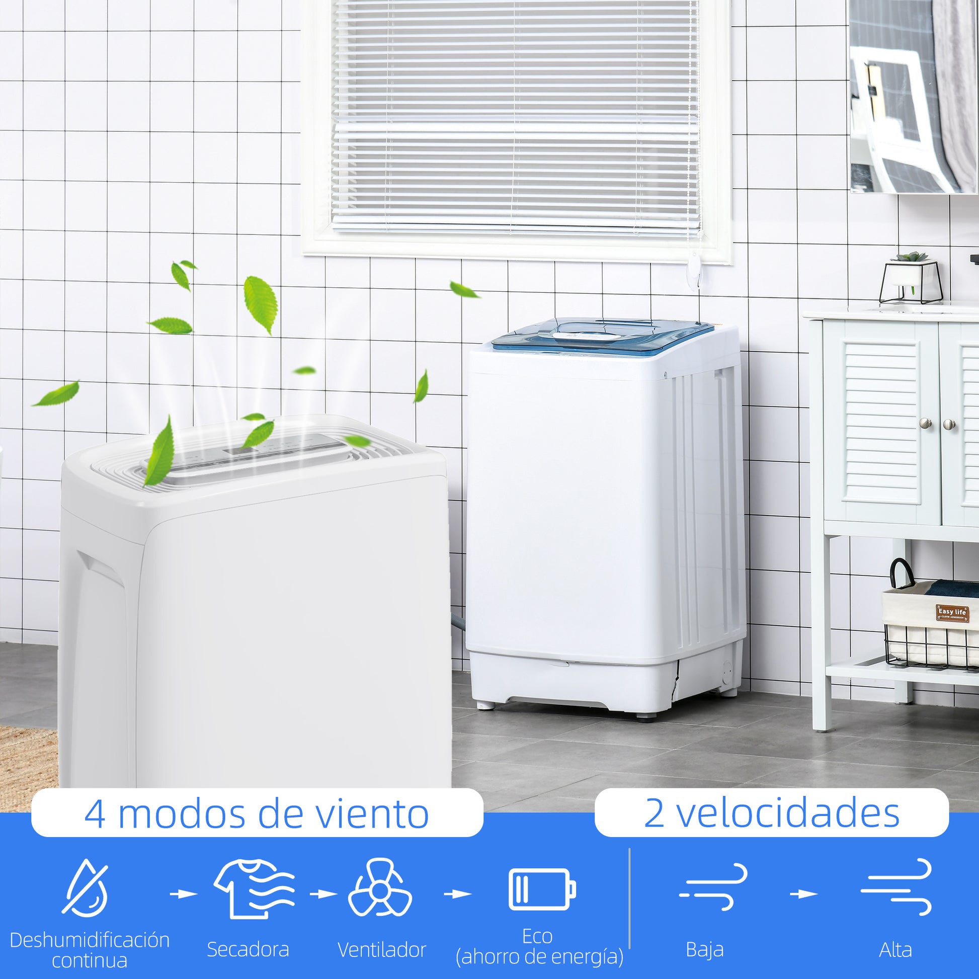 Electric Dehumidifier 12L/Day Water Tank 1.5L Silent Dehumidifier with 4 Modes 2 Speeds Wheels LED Display Timer for 10-25 m² White
