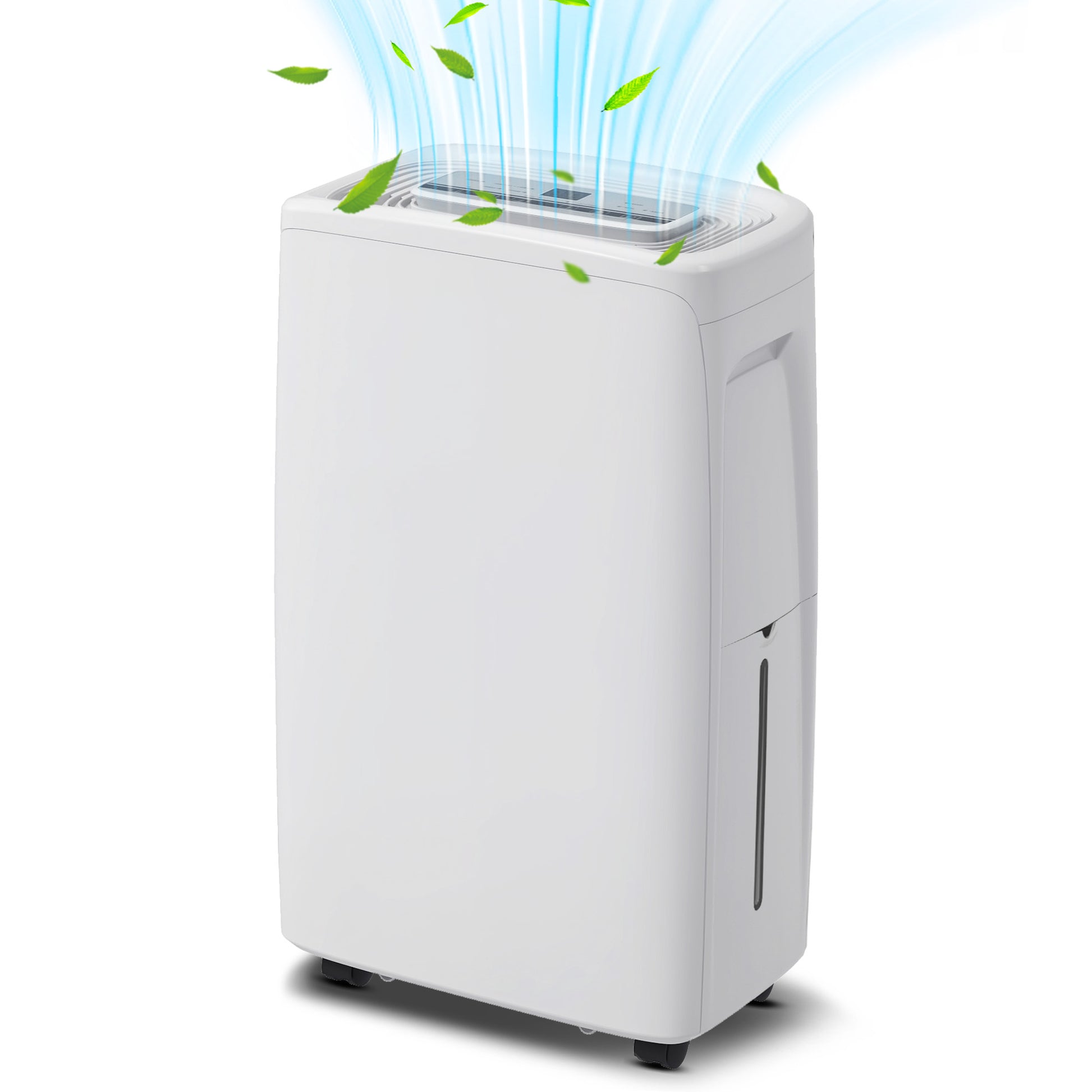 Electric Dehumidifier 12L/Day Water Tank 1.5L Silent Dehumidifier with 4 Modes 2 Speeds Wheels LED Display Timer for 10-25 m² White