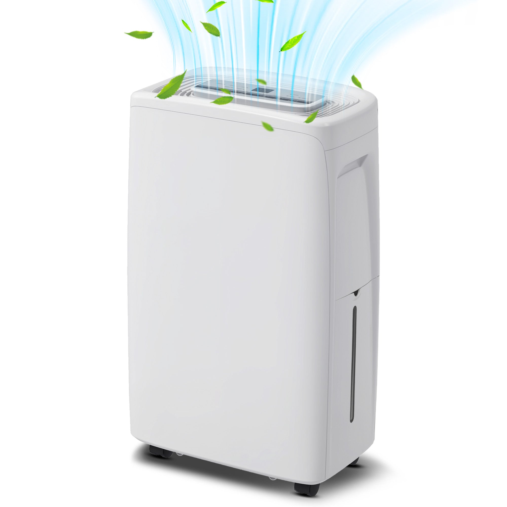 Electric Dehumidifier 12L/Day Water Tank 1.5L Silent Dehumidifier with 4 Modes 2 Speeds Wheels LED Display Timer for 10-25 m² White