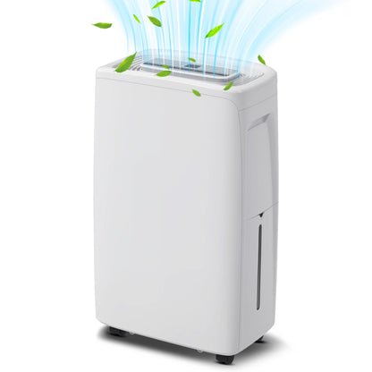 Electric Dehumidifier 12L/Day Water Tank 1.5L Silent Dehumidifier with 4 Modes 2 Speeds Wheels LED Display Timer for 10-25 m² White
