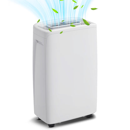 Electric Dehumidifier 12L/Day Water Tank 1.5L Silent Dehumidifier with 4 Modes 2 Speeds Wheels LED Display Timer for 10-25 m² White