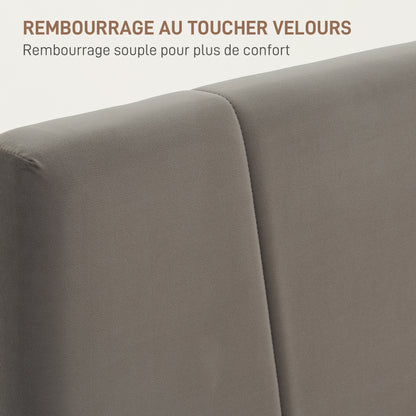 Double Bed Frame, 140 x 190 cm, Bed for 2 persons, Metal Frame, Adjustable Headboard, with Slatted Base, Storage under the Bed, Easy Assembly, Gray