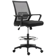 Office Chair Ergonomic Desk Chair with Adjustable Foot Ring, Lumbar Support, Height Adjustable Swivel Chair with Mesh Upholstery, Drafting Chair with Rocking Function, Office Chair Black