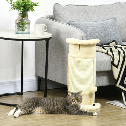 Corner Scratching Post, 58cm Sisal Scratching Pole, Cat Tree with Scratching Ball, Cat Furniture for Indoor, Cream White