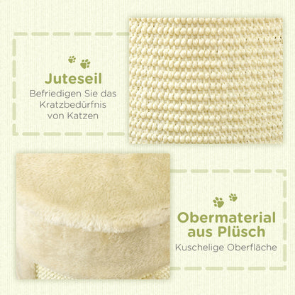 Corner Scratching Post, 58cm Sisal Scratching Pole, Cat Tree with Scratching Ball, Cat Furniture for Indoor, Cream White