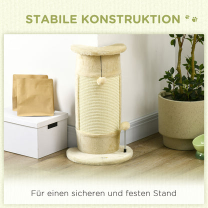 Corner Scratching Post, 58cm Sisal Scratching Pole, Cat Tree with Scratching Ball, Cat Furniture for Indoor, Cream White
