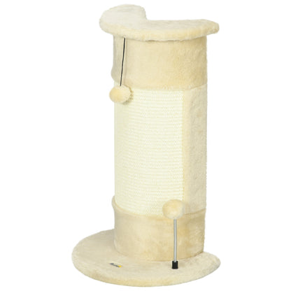 Corner Scratching Post, 58cm Sisal Scratching Pole, Cat Tree with Scratching Ball, Cat Furniture for Indoor, Cream White