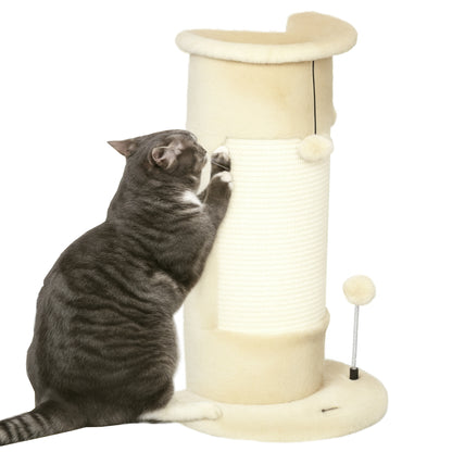Corner Scratching Post, 58cm Sisal Scratching Pole, Cat Tree with Scratching Ball, Cat Furniture for Indoor, Cream White
