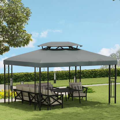 Replacement Roof for Metal Pavilion 3x4m Water-Resistant Pavilion Roof with Double Roof, Replacement Cover for Garden Pavilion Party Tent Gazebo Polyester Dark Grey
