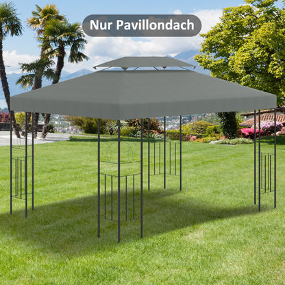Replacement Roof for Metal Pavilion 3x4m Water-Resistant Pavilion Roof with Double Roof, Replacement Cover for Garden Pavilion Party Tent Gazebo Polyester Dark Grey
