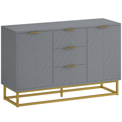 Modern Sideboard for Living Room with 3 Drawers 2 Doors and Adjustable Shelf Side Cabinet for Living Room Kitchen Anti-Tipping 120x40x76 cm Gray