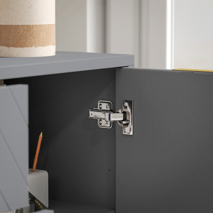 Modern Sideboard for Living Room with 3 Drawers 2 Doors and Adjustable Shelf Side Cabinet for Living Room Kitchen Anti-Tipping 120x40x76 cm Gray