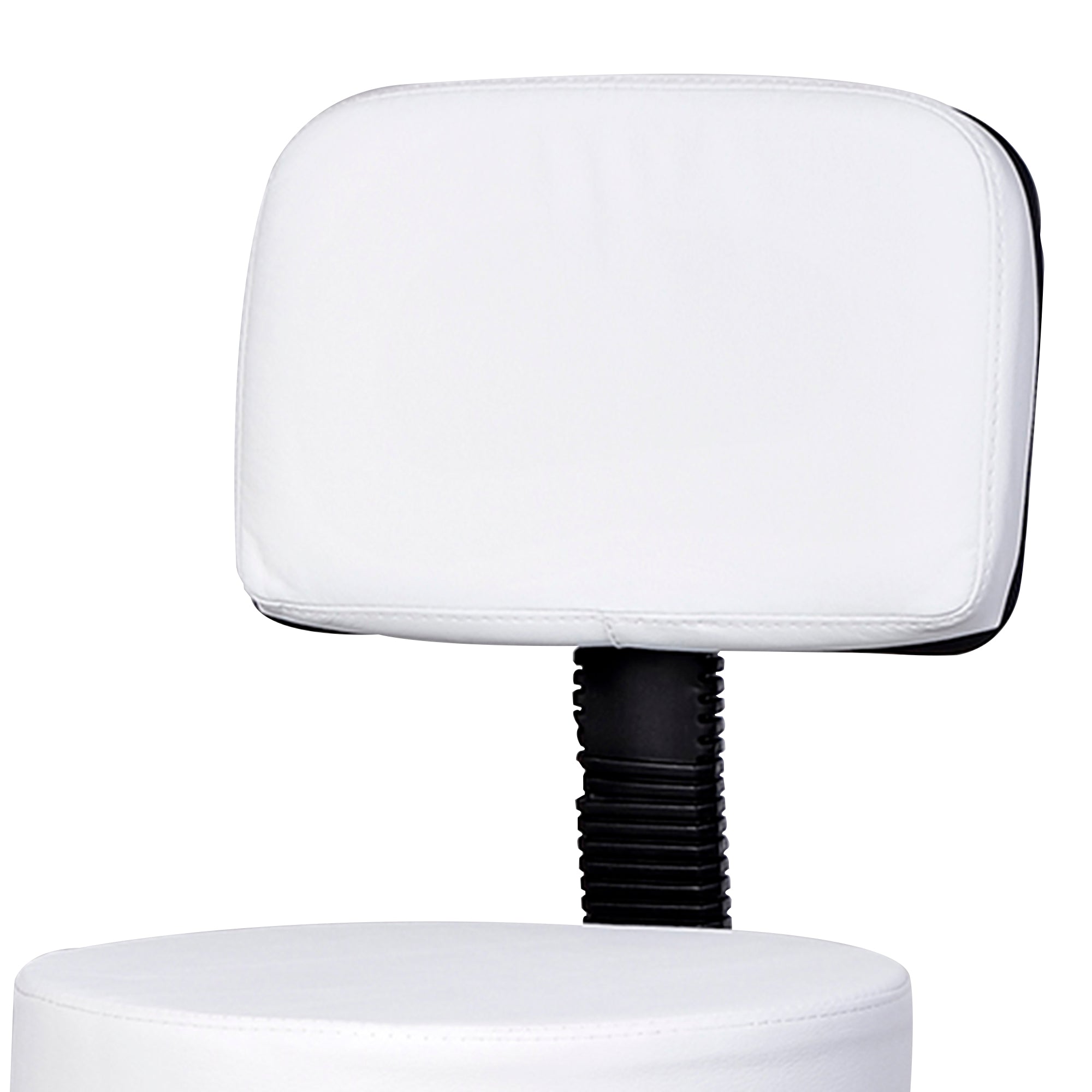 Rolling Stool Height Adjustable Work Stool with Backrest, Swivel Salon Stool for Massage Office Faux Leather White Ø35 x 72-84 cm