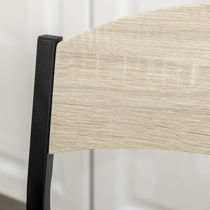 5-Piece Dining Set with 1 Rectangular Table and 4 Chairs, in Steel and MDF, Black and Oak